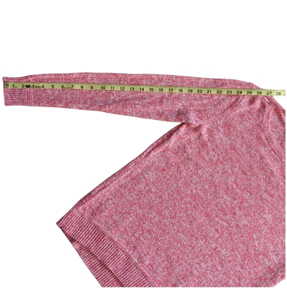 Loft Pink and White Heathered Knit Crewneck  Sweater Medium - Picture 7 of 7